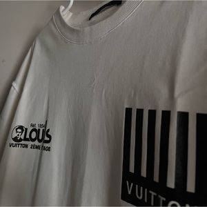 Louis Vuitton White T Shirt Réf. 1854 Blue Red Barcode Logo